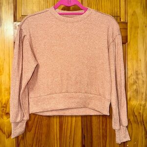 SO Women's Heathered Orange Ribbed Crew Neck Sweater